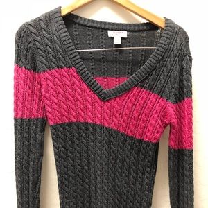 Gray and pink sweater